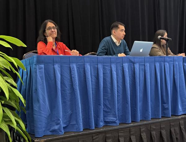 Anjum Hajat and Joseph Santana present as part of a panel